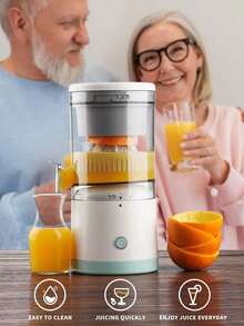 1pc Rechargeable Electric Citrus Juicer, Portable Compact Durable Plastic Body, Suitable For Orange, Lemon, Lime, Unique Asymmetrical Design, Fresh Juice Making, Practical Daily Kitchen Tool With Transparent Cup - Multicolor - View 5