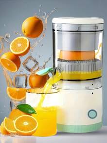 1pc Rechargeable Electric Citrus Juicer, Portable Compact Durable Plastic Body, Suitable For Orange, Lemon, Lime, Unique Asymmetrical Design, Fresh Juice Making, Practical Daily Kitchen Tool With Transparent Cup - Multicolor - View 3