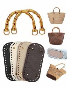 1 set fund de geantă din piele PU și mâner din bambus, accesorii croșetat DIY, consumabile pentru confecționarea poșetelor, fund de geantă croșetat, fund pătrat pentru genți croșetate, mâner personalizat, potrivit pentru fete la modă, folosit pentru genți croșetate DIY, genți de umăr, genți de mână și portofele, esențial pentru pasionații de meșteșuguri, cadouri perfecte de ziua de naștere, cadouri de sărbători, cadouri de petrecere, cadouri de Ziua Mamei, cadouri de Paște. - Multicolor - Vizualizare 1
