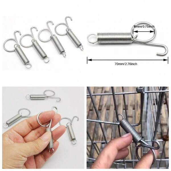Spring Latch Hook For Pet Cage Door Metal Finger Spring Latch With Lock For Rabbit Dog Cat Bird Guinea Pig Small Animal Enclosure
