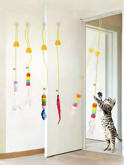 1pc Katten Spullen Door Hanging Elastic Rope Cat Toy Pet Toy With Bell Cat Interactive Self-Hilarious Toy Swing Toy Cat For Self Play Chase Exercise Mental And Physical Stimulation