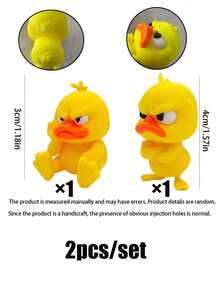 2 piezas Escultura de pato amarillo enojado, decoración de pato enojado interesante. Postura de brazos cruzados de pie y sentado enojado y vívido. Adecuado para colección, exhibición y obsequio. Perfecto para la decoración del hogar y las fiestas festivas. - Ver 14