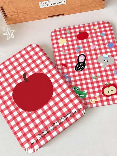 1pc Cute Red Striped Apple Folding Vanity Mirror, Ins Style Adorable Y2K Dorm Room Makeup Mirror For Women