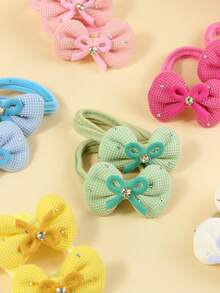 12个可爱蝴蝶结发圈，送给女孩的绝佳礼物之选 - 彩色 - 查看 6