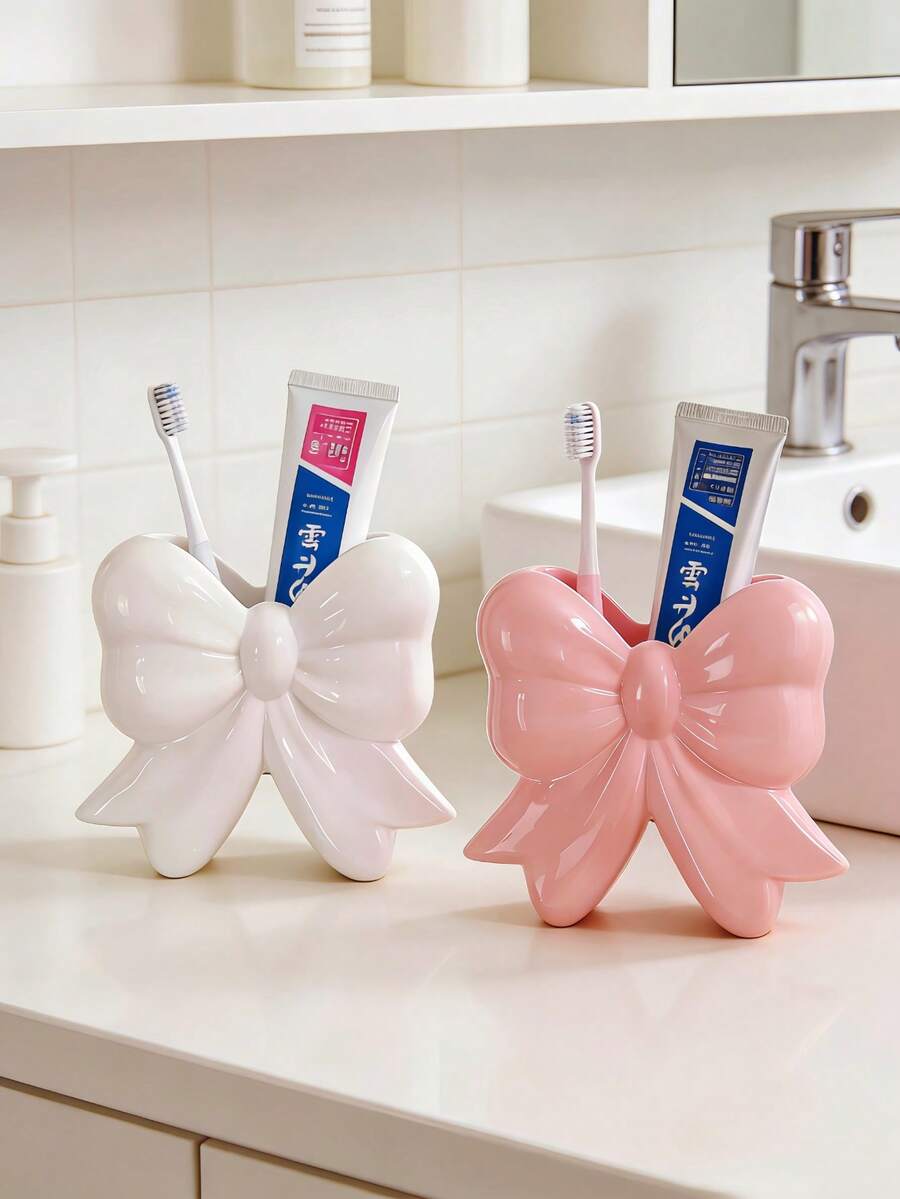 1/2 hộp đựng bàn chải và kem đánh răng hình nơ, kệ để bàn trong phòng tắm, quà tặng Ngày của Mẹ. - Nhiều màu - Xem 1