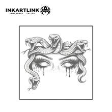 2 Stücke INKARTLINK Auge dekorative temporäre Tattoos, wasserfeste Körperkunst Tattoos, langanhaltend 1-2 Wochen, Fruchtsaft Tattoos geeignet für Männer und Frauen, Muss-haben für Menschen und Partys - Schwarz - Übersicht 3