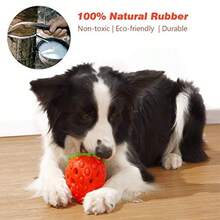 QILP Interactive Rubber Dog Puzzle Toy For Teeth Cleaning With Treat Diensing Multicolor Suitable For Small Medium And Large Breeds Enhances Mental Stimn And Chew Satiacn - 紅熟草莓 - 查看 6
