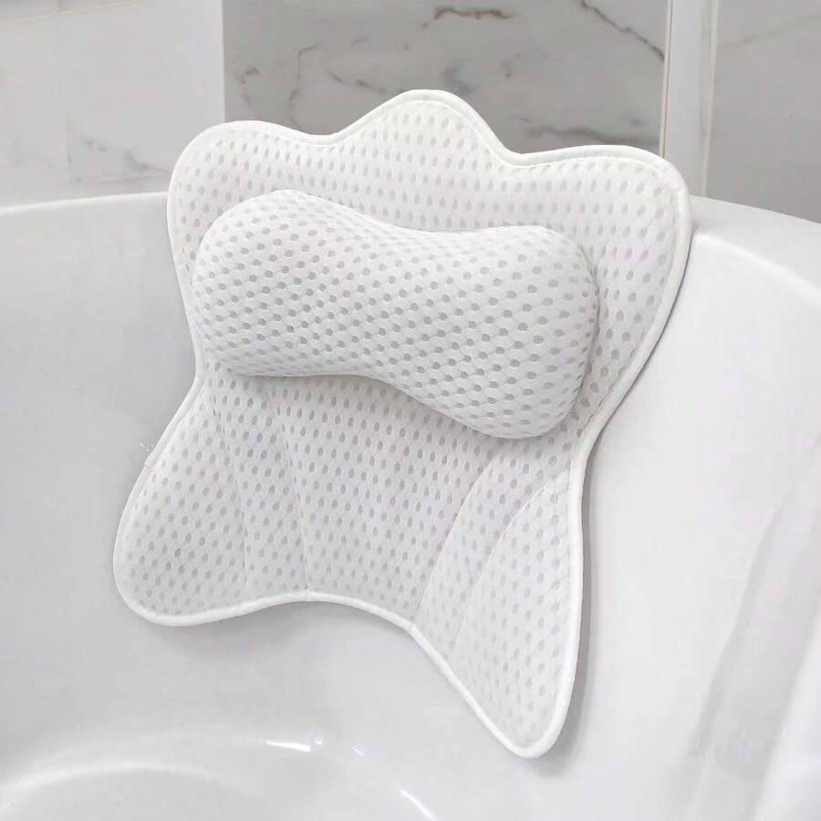 1 pieza Almohada para bañera, malla 3D con ventosa, antideslizante y lavable, respaldo de spa para bañera