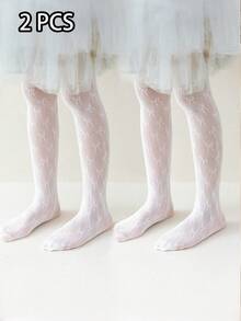 3/2/1 件装儿童白色蝴蝶结提花网眼打底裤，完美搭配连衣裙和皮鞋。百搭修身打底裤，柔软亲肤。新款春夏女童打底裤，毕业季送礼佳品。 - 彩色 - 查看 10