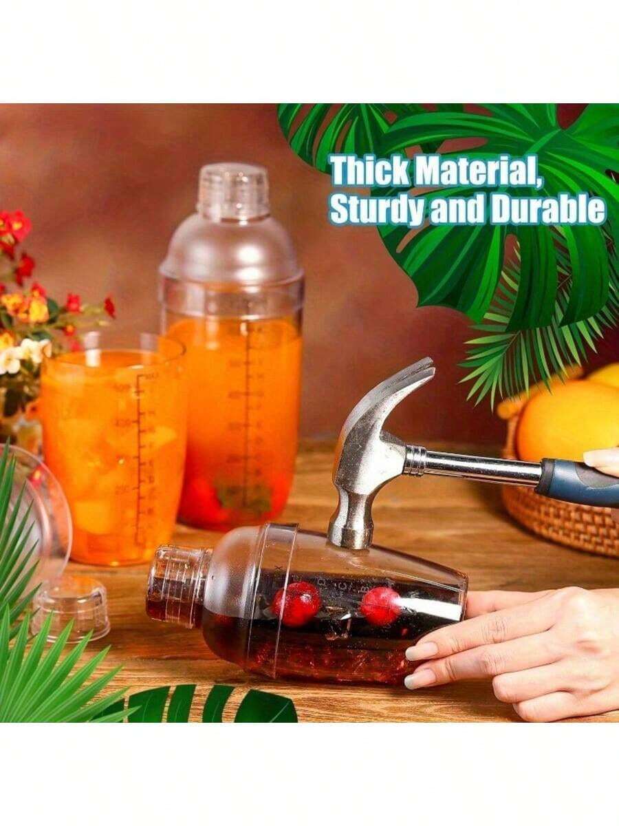 1pc Plastic Cocktail Shaker With Measurement Scale And Filter, Transparent Mixing Cup With Plastic Stirrer Top, Bar Mixing Tool For Tea, Coffee, Bubble Tea, Milk - View 1