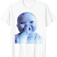 Funny T-Shirt With Smiling AI Baby Meme - Black-6 - 查看 8