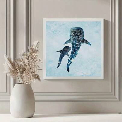 1pc 5D DIY Diamond Painting Kit With Unique Acrylic Full Round Diamond Mosaic Art Canvas, Whale Shark Themed Design, Suitable For Wall Decor, Living Room, Bedroom, Office, Perfect Creative Handcraft Art Holiday Gift, Frameless