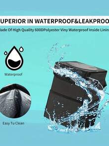 1pc Car Trash Can With Storage Bag | Multifunctional Hanging Car Trash Bag Holder, Suitable For Travel And Daily Commute, In-Car Garbage Solution, With Sealed Lid, Leak-Proof Design, Waterproof Fabric, Easy Installation, Keeps Car Interior Clean, Convenient Storage Pocket, Odor Control, Durable Structure, Space-Saving Trash Can With Lid And Accessories - Black - View 4