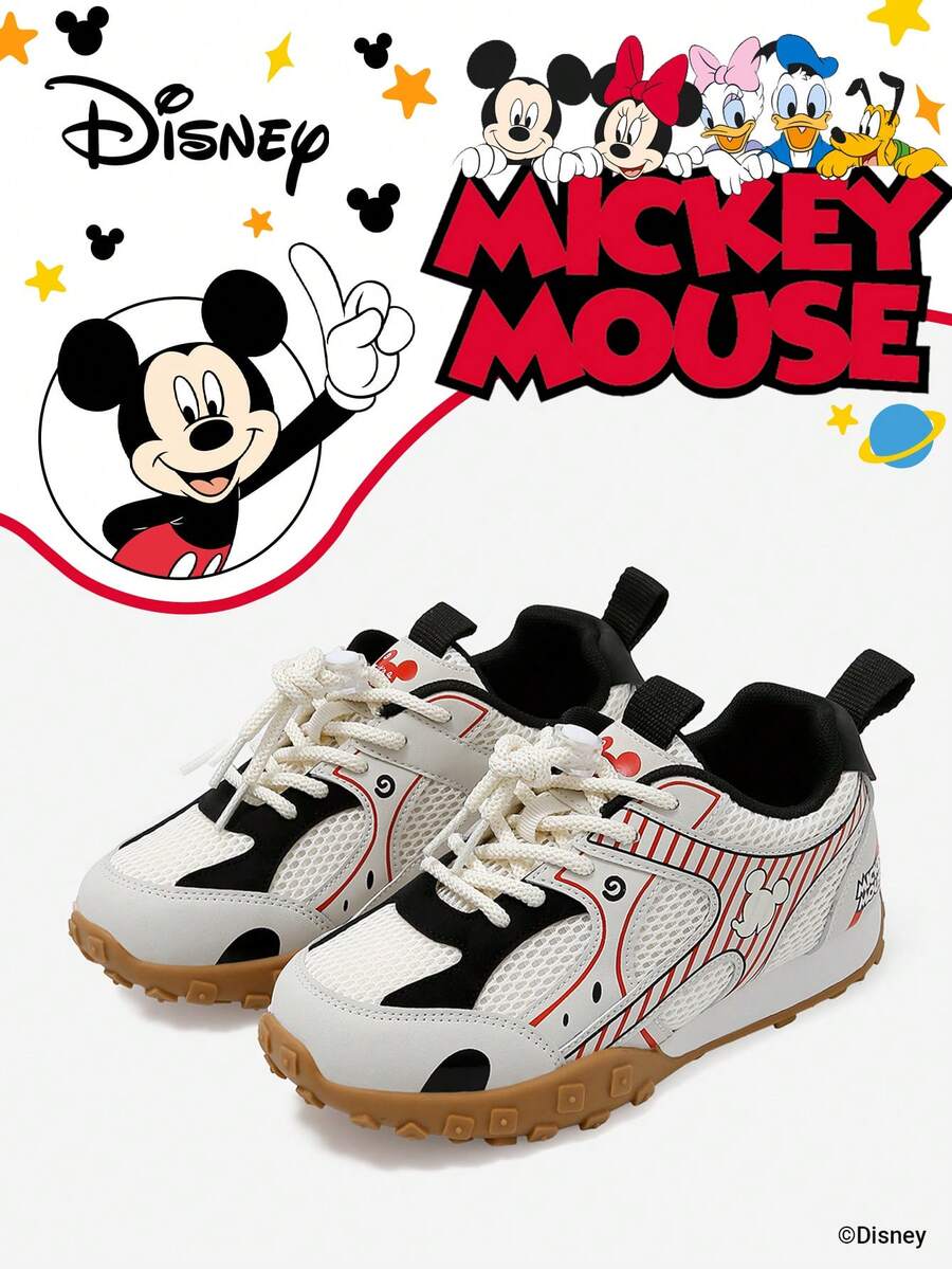 Disney 米奇官方授权联名款 | 一双儿童运动鞋，适合日常、节日、运动和户外活动穿着。穿着舒适贴合脚型，防滑、耐磨、透气。（男童运动鞋、男童板鞋、儿童运动鞋、女童运动鞋、女童板鞋） - 黑色 - 查看 1