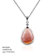 CUPIDCRYSTAL 天然水晶玛瑙宝石水滴吊坠，宝石水晶镶嵌合金，水晶项链，女士节日礼物 - 水滴項鍊 - 查看 26
