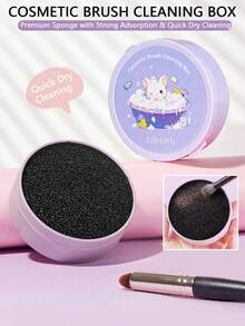 Makeup Brush Dry Cleaning Sponge Washing Box, Easy & Quick Brush Cleaning, No Water Needed, Powder Residue Removal, Slouchy & Portable, Reusable - Purple - View 4