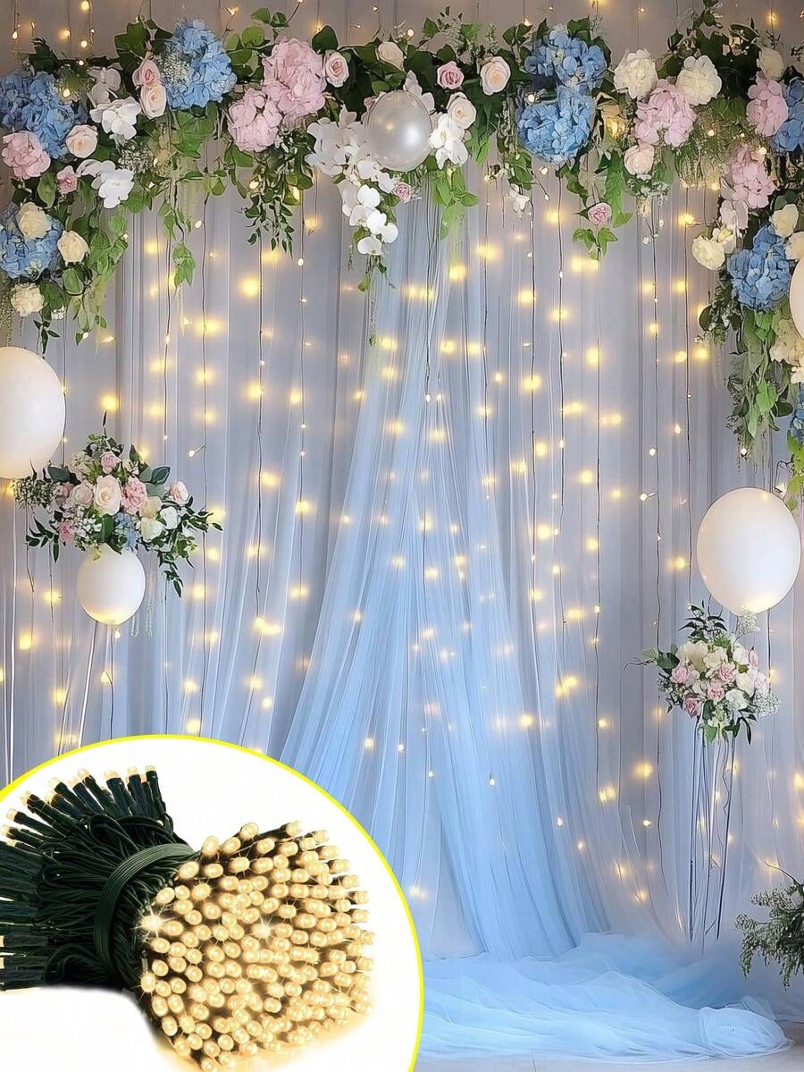 32.8 英尺暖色调半透明串灯——非常适合节日派对、婚礼、迎婴派对、生日派对、订婚派对、圣诞节、毕业季、营造夏日花园氛围以及摄影。 - 多色 - 查看 1