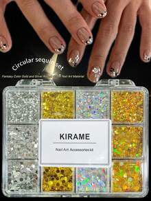 KIRAME 12色高品质圆形亮片，适用于美甲、DIY居家美甲、美甲沙龙、美甲用品供应商、圣诞美甲、新年美甲、节日礼物 - 彩色 - 查看 7