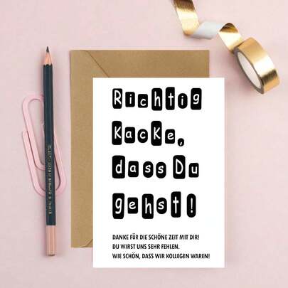 بطاقة وداع للزملاء (مع مغلف) - بطاقة وداع مضحكة للزملاء - هدية وداع للزملاء - بطاقة وداع للزملاء - بطاقة تهنئة بالتقاعد (بطاقة وداع)