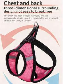 Reflective Pet Harness And Leash Set, Suitable For Cats And Dogs, Escape-Proof Adjustable Small Dog Harness, Soft Mesh Material, All-Season Use - Hot Pink - View 6