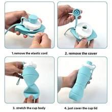 Outdoor Portable Water Cup Artifact! 600ml Foldable Silicone Cup, Easily Put In Your Pocket Foldable Water Cup Silicone Portable 600ml Outdoor Travel Sports Compressed Water Bottle Creative Casual Cup - 藍色 - 查看 9