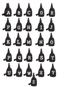 1pc Mini Nylon Zipper Closure Fashion Letter Chest Bag, Unisex Casual Multipurpose Pouch (Includes DIY Letter Stickers) - Black - View 4