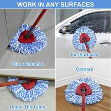 Spin Mop Replace Head, Base, Scrubber, Mop Handle For OCedar RinseClean 2-Tank System, Include 2 Microfiber Mop Refills, 1 Mop Handle, 1 Base And 1 Scrub Brush For Dry Wet Use Floor Deep Cleaning - MàuA - Xem 5