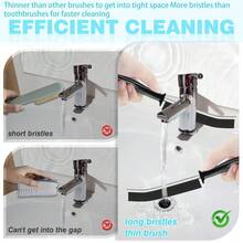 Crevice Cleaning Brush, 6Pcs Hard Bristle Multifunctional Gap Cleaning Brush Tool, Bathroom Gap Brush For Deep Cleaning Kitchen,Grout, Sink, Corners, Tight Spaces-Black - Colors - View 2