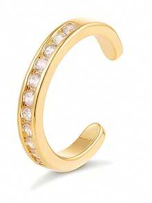 1/12件套波西米亚风18K镀金多款立方氧化锆可调节脚趾戒指套装，适合女性夏季海滩及日常佩戴 - 金色 - 查看 21