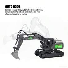 1台遥控挖掘机，合金臂，履带式全地形驱动机械臂，逼真工程车模型，儿童玩具模型。包含3.7V 500mAh锂电池，遥控器需使用2节1.5V AA电池（不包含在内）。 - 灰色 - 查看 12