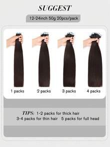 Tóc nối SUYYA 14 inch, 20 miếng, màu nâu đậm, tóc nối tự nhiên, không đường nối, dành cho nữ. Tóc nối thật. - S2 - Xem 5