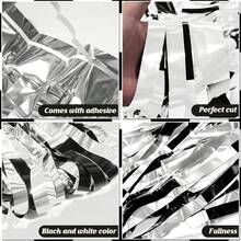 1/2 Piezas Cortina de flecos de papel de aluminio a cuadros negros y blancos para decoración de fiestas de cumpleaños, 1 x 2 metros. Una cortina de flecos de papel de aluminio a cuadros negros y blancos como accesorio fotográfico, adecuada para fiestas de cumpleaños con temática de carreras, fondos de habitación, escaparates, regalos, fiestas de carreras y decoraciones de fiestas de cumpleaños - Cuadros blancos y negros - Ver 7