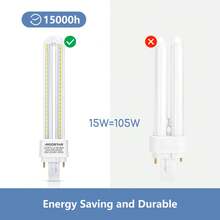Aigostar Bombilla PLC 2U, Tubo de 15 W, Maiz G24d-3, 2 Pines, Luz fría 6500K, 1610Lm, Pack de 5, No regulable - 15 W - Ver 6