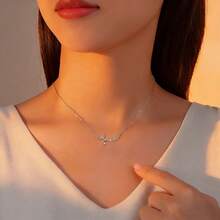 1 chiếc dây chuyền mặt dây hình đuôi cá sang trọng bằng bạc S925 đính đá Zirconia lấp lánh, trang sức thanh lịch để đeo hàng ngày, món quà chất lượng dành cho người thân yêu. - Bạc - Xem 3