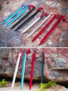 8pcs Aluminum Tent Stakes With Reflective Rope, Lightweight Outdoor Camping Pegs Suitable For Gardening, Camping, Hiking - Multicolor - View 9