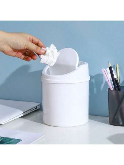 1 Thùng rác để bàn nhỏ gọn dễ thương có nắp - Hộp đựng đồ mini và thùng rác khử mùi | Thiết kế tiết kiệm không gian cho văn phòng, nhà cửa, nhà bếp, phòng tắm, phòng ngủ, ký túc xá | Vật dụng thiết yếu cho việc dọn dẹp mùa xuân, Ngày Trái đất, quà tặng Ngày của Mẹ, trang trí ký túc xá tốt nghiệp, giải pháp sắp xếp mùa hè