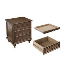 Farmhouse Nightstands Set Of 2 With 4 Drawers, Wood Storage End Table With Hidden Pull-Out Shelf, 4 Solid Wood Feet & Metal Handles, Easy Assembly For Bedroom, Walnut Brown - Walnut Brown + Set Of 2 - View 12