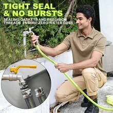 LOVFEN 25/50/75/100/150ft Garden Hose Kit, 10-Function Nozzle Sprayer, No-Kink & Leak-Proof Rubber Hose, Drinking Water Compatible, Multi-Purpose For Watering, Car Washing & Pet Bathing, Essential Gardening Tool - Upgraded Version - View 2