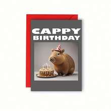 可爱的水豚生日贺卡 - 动物主题生日祝福卡 - A - 查看 12