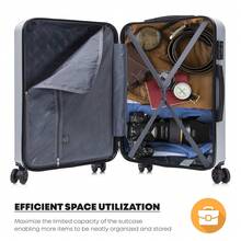 YONSLY 4‑Piece Suitcase Set 16/20/24/28 Inches With TSA Lock YKK Double Repair Zipper 4 Silent 360° Wheels Mesh Pocket Soft Rubber Handle For Trips - 銀色 - 查看 4