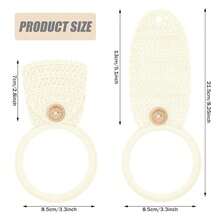 3 Pieces Crochet Towel Holder Hanging Kitchen Dish Towel Holder Ring Oven Handle Kitchen Bathroom Hanger For Stove (Beige) - Beige - View 3
