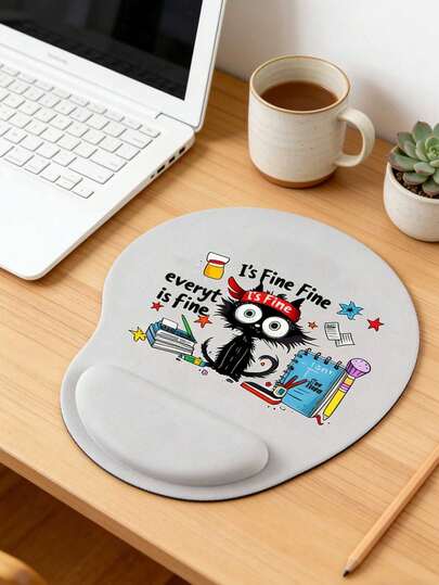 Alfombrilla de ratón con soporte ergonómico para la muñeca con diseño de gato negro de dibujos animados "Estoy bien, todo está bien", soporte de muñeca ergonómico de EVA, alfombrilla de ratón de espuma de memoria antideslizante, base cómoda y antideslizante, alfombrilla de ratón cómoda con un soporte para la muñeca suave, descansador de escritorio cómodo y amigable con la piel, protector de escritorio, adecuado para juegos, oficina, computadoras, portátiles, uso doméstico, recuerdo de temporada de graduación, regalo perfecto para el Día de San Valentín, el Día de la Madre, el regreso a la escuela, la primavera