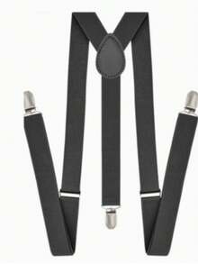 Unisex Suspender Clips, Elastic Adjustable Braces, Suitable For Daily Commute, Holidays, Parties, Halloween, Christmas Outfit Matching - Coffee Brown - View 2