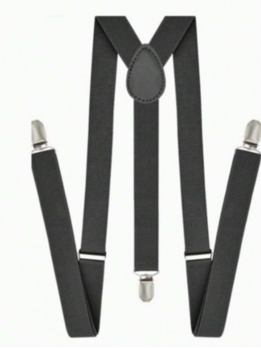 Unisex Suspender Clips, Elastic Adjustable Braces, Suitable For Daily Commute, Holidays, Parties, Halloween, Christmas Outfit Matching - Coffee Brown - View 1