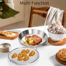 2 Pieces Set Of Stainless Steel Oil Filter, NetEase Cleaning, Anti Stick Fruit And Vegetable Drain Tray, Portable Household Cooking Tool, Fried Food Filter Basket - View 4