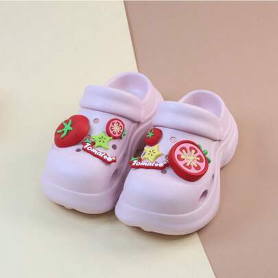 Women's Tomato Decor Hollow Slip-On Slippers, Thick Sole Non-Slip Slides For Beach, Nurse Work, Indoor/Outdoor Wear
