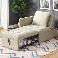 Upholstered Bed, 3-In-1 Sofa Bed, Multifunctional Sofa Bed, Linen Fabric Sofa (Adjustable Backrest), Space-Saving Sofa Bed - Beige - View 10