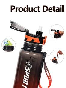 1件 950ml/30oz 或 700ml/24oz 漸層吸管水壺，大容量刻度運動水壺，附編織提把，返校季 - 彩色 - 查看 5