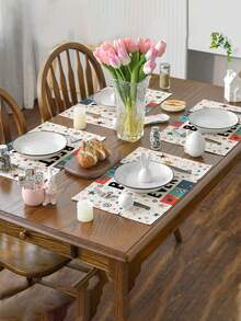 1/4/5/6/7pcs Father's Day Style Tablecloth Set, Home Decor Set, Living Room Decor Set, Bedroom Decor Set, Dining Room Decor Set, Linen-Like Material, Multiple Sizes Available, Dining Table Decor, Fireplace Mantel Scarf, Placemats, Coasters, Home Decor - Multicolor - View 6