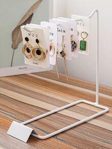 1/2pcs Metal Jewelry Display Rack, Miniature Landscape Iron Art Hanging Hook Necklace Earring Storage Organizer, Nail Art Fan-Shaped Showcase Holder - White - View 5